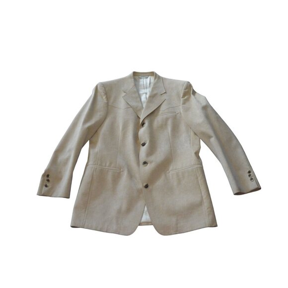 Westridge Tailored For Sheplers Beige Suede Blazer Men's L Single-Breasted With - Picture 2 of 13